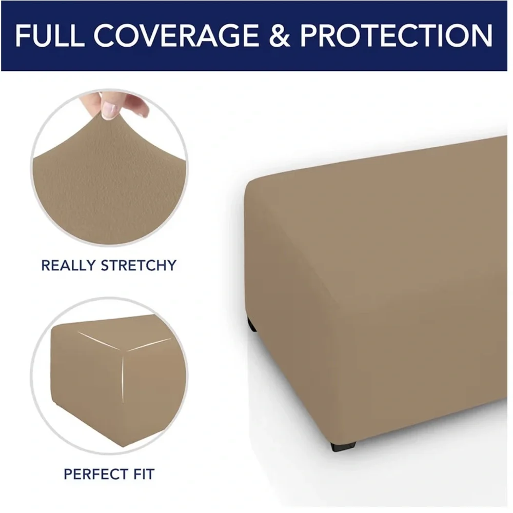 PureFit Super Stretch Soft Form Fit Ottoman Cover NWT Camel Large